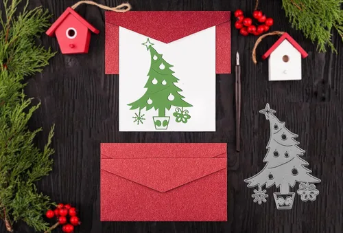 Miniatura 5 de 2 troqueles de corte de metal para árbol de Navidad, diseño de mariposa y estrella, plantillas en relieve para hacer tarjetas, álbumes de recortes