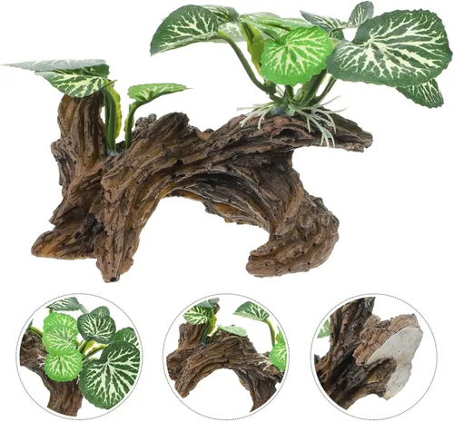 Miniatura 3 de Ipetboom Plantas de acuario, decoraciones de pecera, rama de esquina de reptil, rama de árbol trepador de resina con hojas, decoración de tanque