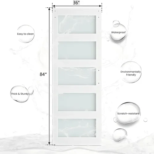 Miniatura 2 de SMARTSTANDARD Puerta de granero de vidrio de 36 x 84 pulgadas con kit de herramientas de 6.6 pies incluido, vidrio de 5 paneles, requiere montaje