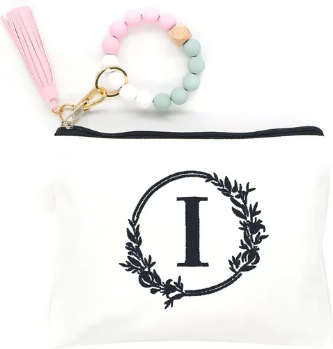 Miniatura 10 de Bolsa de cosméticos con combinación de letras bordadas, bolsa de regalo personalizada, adecuada para bodas, cumpleaños, vacaciones, es un gran