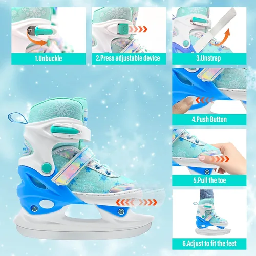 Miniatura 4 de Patines de hielo ajustables para niños y niñas, cómodos, cuchillas suaves, zapatos de patinaje sobre hielo para pista de hockey sobre hielo al aire