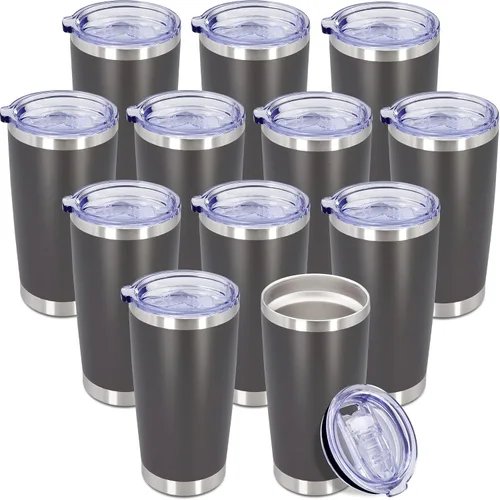 Miniatura 53 de Vaso de viaje de café de 20 onzas a granel con tapa, acero inoxidable de doble pared aislada al vacío, tazas con recubrimiento en polvo, para Rosa
