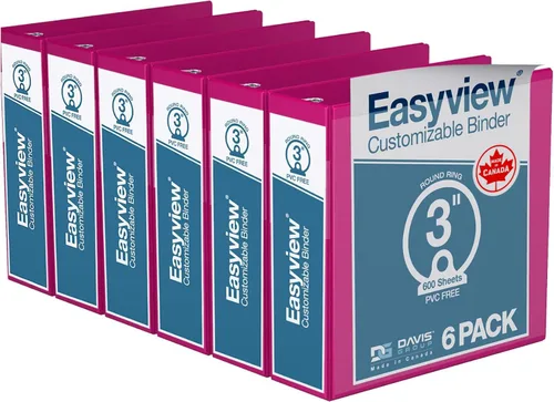 Miniatura 59 de Easyview - Carpetas prémium de 3 anillas con cubiertas transparentes y anillos redondos, carpetas para la escuela u oficina, 1 pulgada, paquete