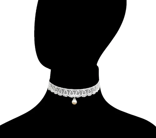 Miniatura 4 de LINKY Conjunto de joyería de 10 piezas de gargantilla de encaje blanco para mujeres y niñas,