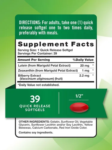 Miniatura 2 de Suplemento de luteína y zeaxantina 20 mg 39 cápsulas blandas con arándano sin OMG y sin gluten por Nature's Truth