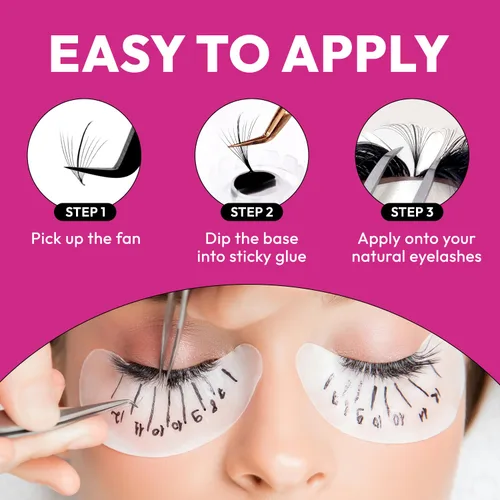 Miniatura 7 de Eyesy Lash 500 Abanicos Wispy Promade - 9D 0.05 Tamaño 8mm Rizo D - Pestañas Naturales Wispy Sueltas Abanicos de Pestañas Premade para Extensiones