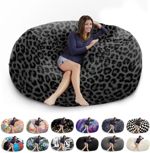 Miniatura 16 de Funda para puf gigante de 6 pies, suave y esponjoso de terciopelo holandés (sin relleno, solo cubierta), cómoda funda de puf de 6 pies, funda