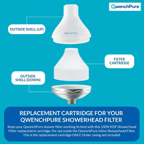 Miniatura 2 de QwenchPure Cartucho de repuesto para filtro de cabezal de ducha - 100% KDF-55 para agua dura, elimina cloro y contaminantes, suaviza y purifica