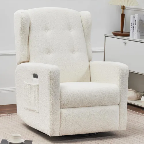 Miniatura 11 de Ketaiyou Silla reclinable giratoria eléctrica, con respaldo alto, silla mecedora eléctrica para guardería, puertos USB y tipo C, sillón reclinable