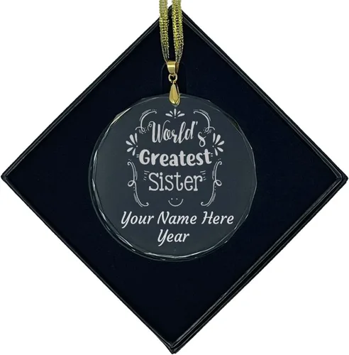 Miniatura 9 de LaserGram Personalized Glass Christmas Ornament, World's Greatest Sister, Custom Laser Engraved Gift Idea (Diamond Shape)
