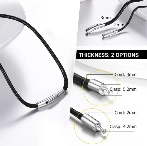 Miniatura 20 de PROSTEEL Collar de cuero impermeable para hombre, 0.079 in/0.118 in, 16 a 30 pulgadas, con cierre de acero inoxidable, cadena de bricolaje