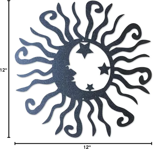 Miniatura 2 de Riverside Designs Wacky Solar Moon Arte de pared de metal con luna solar, decoración de acero para exteriores, resistente e impermeable, fabricado