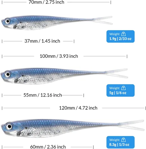 Miniatura 7 de QualyQualy 5 señuelos de pesca suaves de Swimbait, 6 unidades Jerk Shad Minnow Drop Shot Señuelo para Bass Bait Shad Señuelo suave Jerkbait para A-4#