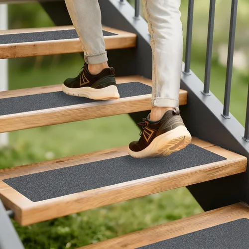 Miniatura 11 de LifeGrip - Cinta antideslizante para peldaños de escalera (15 unidades), antideslizante, transparente, para peldaños de madera en interiores