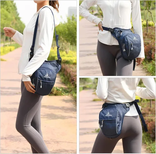 Miniatura 2 de Peicees Bolsa de Pierna con Espacio Expandible para Muslo, Bolsa de Cadera Impermeable para Montar en Motocicleta y Bicicleta al Aire Libre, Bolsa