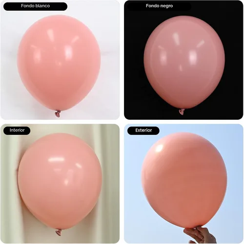Miniatura 9 de Paquete de 60 globos de 12 pulgadas con temática retro rosado rubor, globos rosa palo, oro rosa metálico cromado, arena blanca y piel, decoración