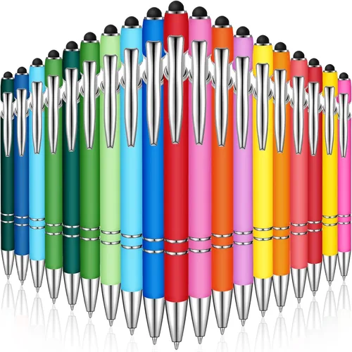 Miniatura 16 de Zonon 38 Piezas Bolígrafo Engomado con Punta de Stylus Bolígrafo de Metal Elegante Stylus Capacitivo con Agarre de Goma Suave, Tinta Negra