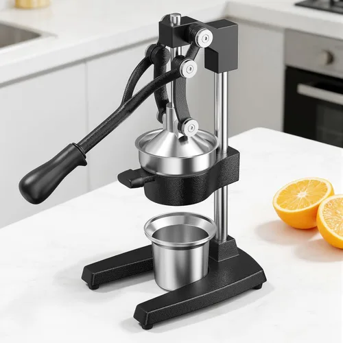 Miniatura 9 de Exprimidor manual de hierro fundido, exprimidor de mano comercial con taza de acero inoxidable, exprimidor manual de alta resistencia, prensa