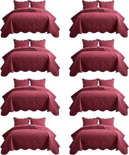 Miniatura 20 de IR Imperial Rooms Velvet Twin Quilt Bedspread Comforter Bedding Set 2 Pcs Diamond Pattern - (68"x86") Bedspread Coverlet + 1 Pillow Shams