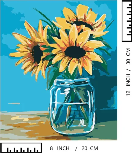 Miniatura 7 de BAISITE 0304 - Kit de pintura por números para adultos principiantes; paquete de 2 lienzos de 8 pulgadas de ancho x 12 pulgadas de largo; caja