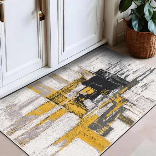 Miniatura 45 de Rugshop Alfombra Corredor Abstracta Contemporánea Negra — No Desprende Pelusa para Pasillo, Entrada y Cocina 2' x 7