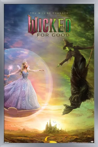 Miniatura 9 de Wicked: For Good (2025) - Póster de pared de una hoja de burbujas, 22.4 pulgadas de largo x 14.7 pulgadas de ancho, versión enmarcada de madera