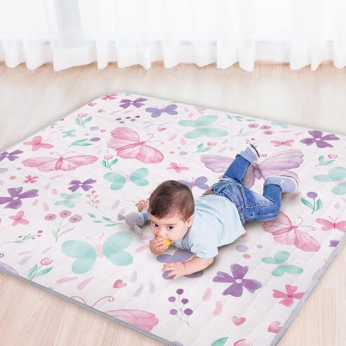 Miniatura 7 de Funtery Alfombra de juego bohemia de 43 x 43 pulgadas, portátil, lavable, plegable, plegable, antideslizante, para el suelo del bebé, corralito Oso