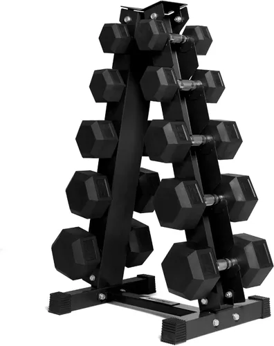 Miniatura 18 de RitFit Juego de mancuernas hexagonales revestidas de PVC de 5 a 650 libras con estante opcional para gimnasio en casa, peso de mano con mango