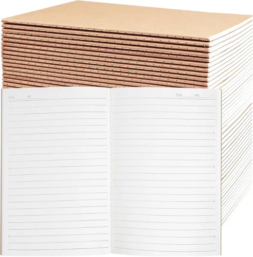 Miniatura 11 de Paquete de 24 cuadernos de papel kraft A5 a granel, cuadernos de papel rayado, 8.3 x 5.5 pulgadas, 60 páginas, cuaderno de composición para viajes