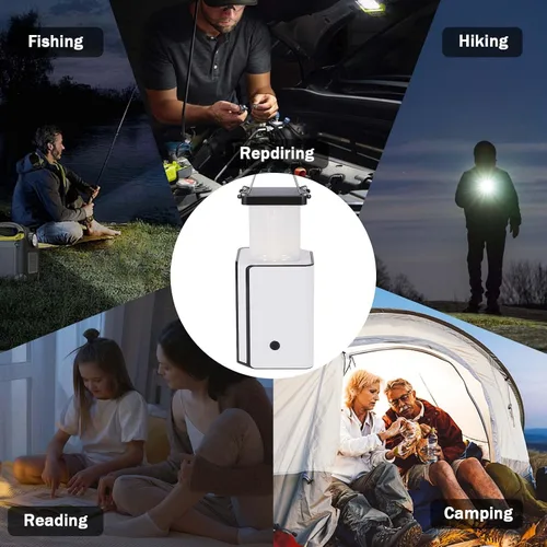 Miniatura 7 de Paquete de 4 linternas solares LED recargables de emergencia, recargable solar blanco cálido, tipo C recargable, generación de energía de manivela