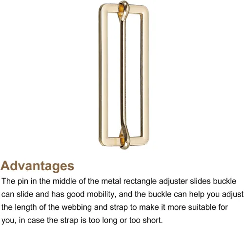 Miniatura 3 de uxcell Hebillas deslizantes, ajustador rectangular de metal, hebillas de pasador de rodillo, ajustador de correa deslizante para cinturón, Tono