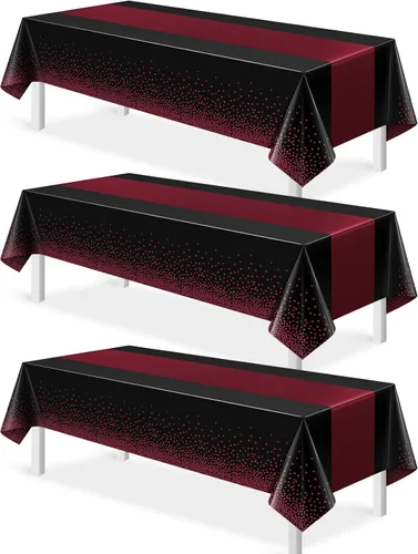 Miniatura 8 de MASHAN 1 mantel negro y azul para decoración de fiesta, mantel de plástico negro impreso azul, funda rectangular desechable para cumpleaños, boda