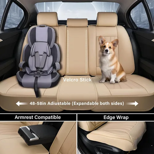 Miniatura 4 de Coverado Fundas para Asientos de Coche, Protector de Asiento con Soporte Lumbar y Reposacabezas Removible, Cojín de Asiento de Piel Transpirable