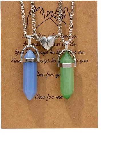 Miniatura 43 de Collar magnético de corazón dividido a juego para parejas, colgante de atracción mutua de cristal, regalo de joyería de amistad para mejores amigos