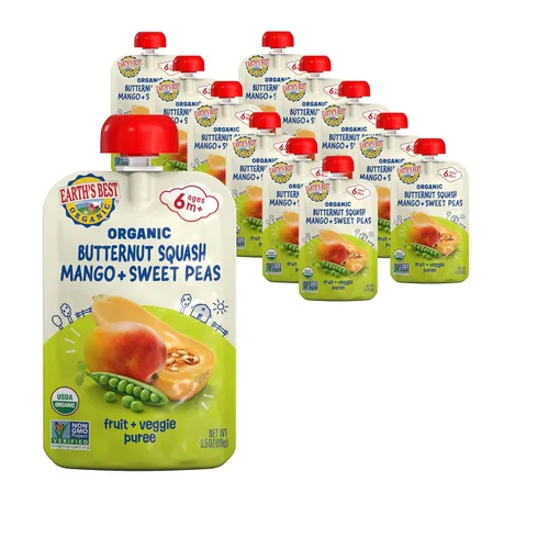 Miniatura 20 de Earth's Best Bolsas orgánicas de alimentos para bebés, puré de frutas y granos para bebés de 6 meses en adelante, puré de manzana orgánica