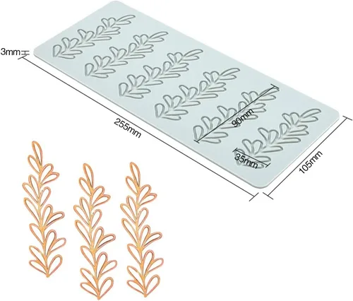 Miniatura 3 de TUKE Hojas de árbol huecas de silicona de hoja de helecho, pteridófito, molde de fondant de caramelo de chocolate 3D, molde de arcilla para pasteles