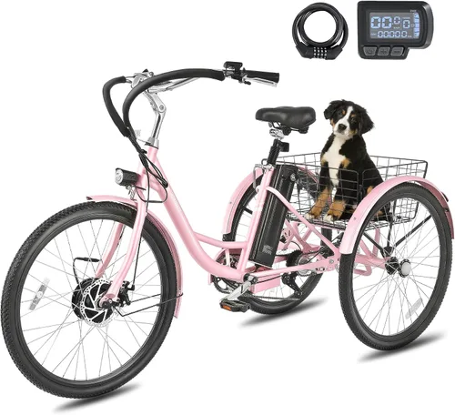 Miniatura 16 de VIRIBUS Triciclo eléctrico para adultos, triciclo eléctrico de 24 26 pulgadas con batería extraíble de 468 Wh, 250 W/350 W (pico 500 W) bicicletas