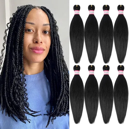 Miniatura 98 de Extensiones de cabello para trenzar preestiradas, color negro, 12 pulgadas, 8 paquetes de cabello natural para trenzar, fácil trenza, ajuste de agua