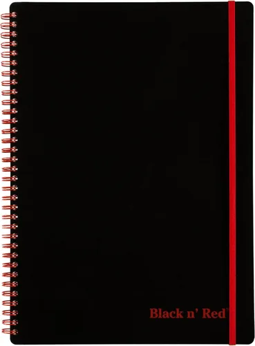 Black n' Red cuaderno, diario de negocios, 11-3/4" x 8-1/4", 70 hojas, rayado, papel Optik, aplicación Scribzee, cubierta de polímero flexible,