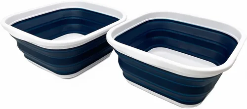 Miniatura 15 de SAMMART Juego de 2 tinas plegables de 5.5 L (1.4 galones) - Tina plegable para platos - Lavabo portátil - Tina de plástico que ahorra espacio