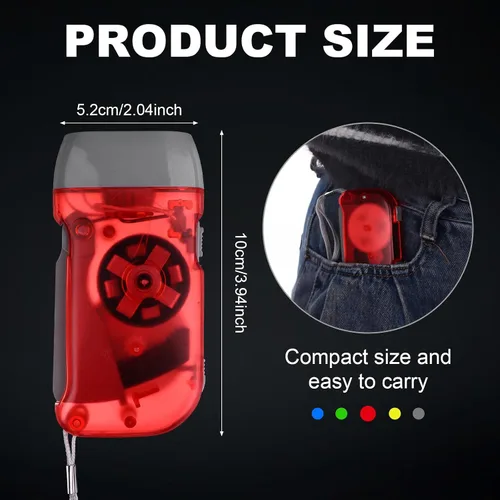 Miniatura 2 de Linterna de manivela de mano de 20 piezas, 3 linternas LED, mini lámpara translúcida, sin batería, linterna de mano, potente herramienta