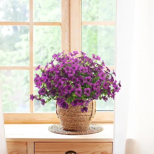 Miniatura 2 de Grunyia 10 paquetes de flores artificiales para exteriores, resistentes a los rayos UV, flores falsas que no se decoloran, plantas sintéticas