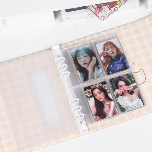 Miniatura 5 de A5 Carpeta de tarjetas fotográficas Kpop con 30 páginas de 4 bolsillos y un divisor, lindo álbum de 120 bolsillos con 6 anillas, ajuste perfecto