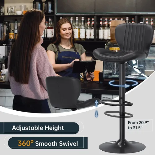 Miniatura 5 de SUNLEI Taburete de bar de altura ajustable, juego de taburetes de bar giratorios, altura de mostrador, taburetes de bar ajustables para encimera