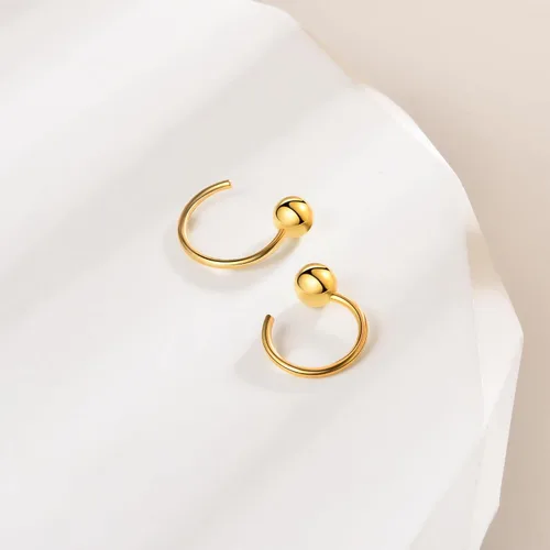 Miniatura 4 de CHIC & ARTSY Aretes de aro de plata de ley 925, pequeños aretes de aro de bola, barra, estrella, luna, corazón, cruz, punto, triángulo, medio aro