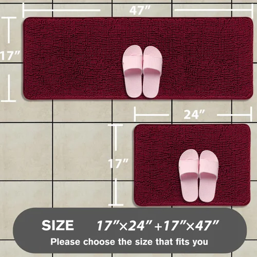 Miniatura 303 de Alfombra de baño pequeña de 12 x 18 pulgadas, lavable y absorbente, antideslizante, alfombra de baño de felpilla gruesa y suave para baño, ducha