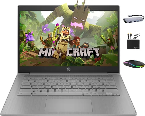 HP Chromebook - Computadora portátil HD de 14 pulgadas para negocios estudiantiles, procesador Celeron N4120 de cuatro núcleos, 4 GB de RAM, 564 GB