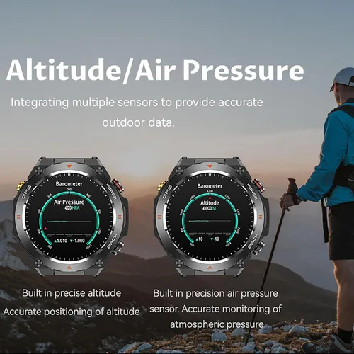 Miniatura 5 de Yihou ABC - Reloj inteligente de seguimiento GPS para hombre, senderismo, correr, resistente, militar, con marca/respuesta de llamada, brújula