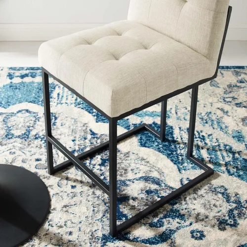 Miniatura 2 de Modway Privy Taburete tapizado de tela de acero inoxidable negro, beige