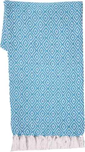 Miniatura 3 de RAJRANG - Manta azul aguamarina con borla bohemia, 50 x 60 pulgadas, súper suave, 100% algodón, cálida manta decorativa para sofá, sillas y sofá